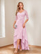 A-Line/Princess V-Neck Half Sleeves Asymmetrical Mother of the Bride Dresses with Appliques