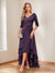 A-Line/Princess V-Neck Half Sleeves Asymmetrical Mother of the Bride Dresses with Appliques