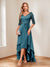 A-Line/Princess V-Neck Half Sleeves Asymmetrical Mother of the Bride Dresses with Appliques
