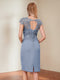 Sheath/Column Scoop Short Sleeves Mother of the Bride Dresses with Appliques & Rhinestone