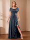 A-Line/Princess Scoop Asymmetrical Mother of the Bride Dresses with Rhinestone & Ruffles