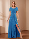 A-Line/Princess Scoop Asymmetrical Mother of the Bride Dresses with Rhinestone & Ruffles