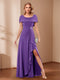 A-Line/Princess Scoop Asymmetrical Mother of the Bride Dresses with Rhinestone & Ruffles