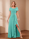 A-Line/Princess Scoop Asymmetrical Mother of the Bride Dresses with Rhinestone & Ruffles