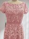 A-Line/Princess Scoop Short Sleeves Mother of the Bride Dresses with Appliques & Beading