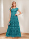 A-Line/Princess Scoop Short Sleeves Mother of the Bride Dresses with Appliques & Beading