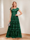 A-Line/Princess Scoop Short Sleeves Mother of the Bride Dresses with Appliques & Beading