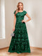 A-Line/Princess Scoop Short Sleeves Mother of the Bride Dresses with Appliques & Beading