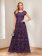 A-Line/Princess Scoop Short Sleeves Mother of the Bride Dresses with Appliques & Beading