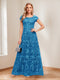 A-Line/Princess Scoop Short Sleeves Mother of the Bride Dresses with Appliques & Beading