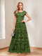 A-Line/Princess Scoop Short Sleeves Mother of the Bride Dresses with Appliques & Beading
