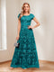 A-Line/Princess Scoop Short Sleeves Mother of the Bride Dresses with Appliques & Beading
