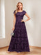 A-Line/Princess Scoop Short Sleeves Mother of the Bride Dresses with Appliques & Beading