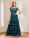 A-Line/Princess Scoop Short Sleeves Mother of the Bride Dresses with Appliques & Beading