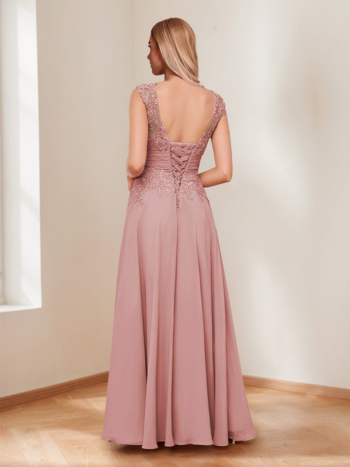 A-Line/Princess V-Neck Ruched Mother of the Bride Dresses with Beading &amp; Appliques
