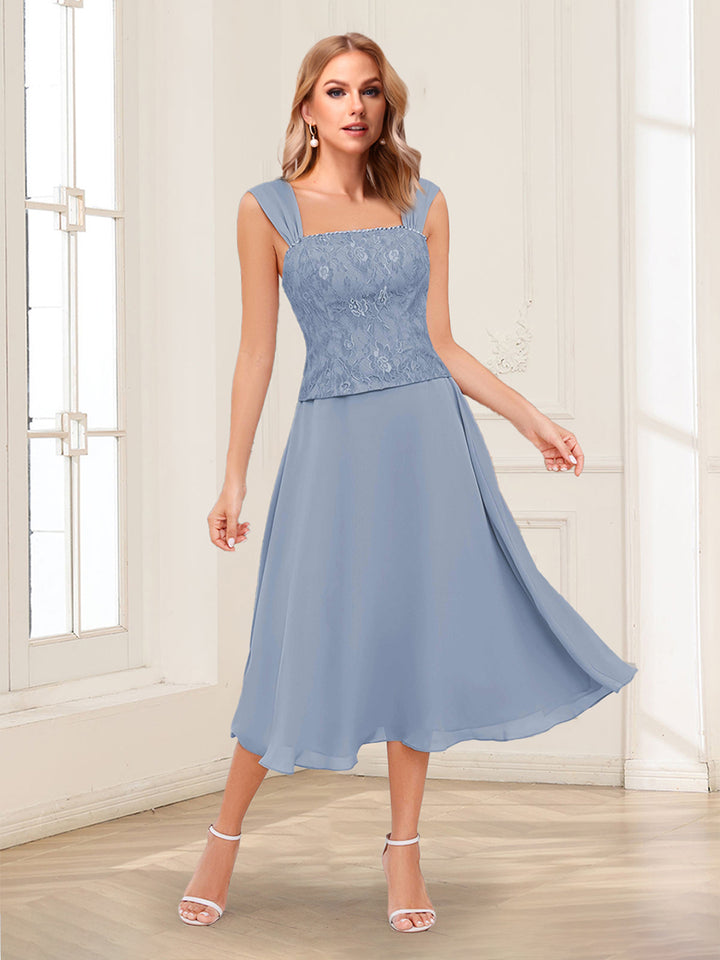 A-Line/Princess Square Neck Mother of the Bride Dresses with Lace Appliques &amp; Jacket