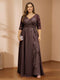 A-Line/Princess V-Neck Plus Size Mother of the Bride Dresses with Appliques & Watteau Train