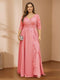 A-Line/Princess V-Neck Plus Size Mother of the Bride Dresses with Appliques & Watteau Train