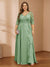 A-Line/Princess V-Neck Plus Size Mother of the Bride Dresses with Appliques & Watteau Train