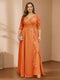 A-Line/Princess V-Neck Plus Size Mother of the Bride Dresses with Appliques & Watteau Train