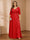 A-Line/Princess V-Neck Plus Size Mother of the Bride Dresses with Appliques & Watteau Train