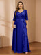 A-Line/Princess V-Neck Plus Size Mother of the Bride Dresses with Appliques & Watteau Train