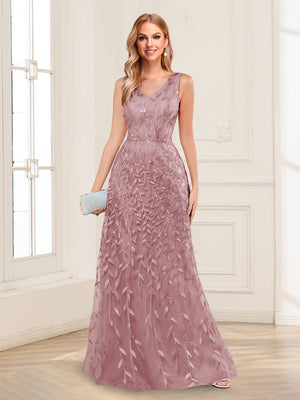 A-Line/Princess V-Neck Floor-Length Mother of the Bride Dresses with Appliques