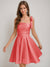 A-Line/Princess Square Pleated Mini Dresses Short Homecoming Dresses with Bow(s)