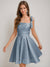A-Line/Princess Square Pleated Mini Dresses Short Homecoming Dresses with Bow(s)