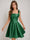 A-Line/Princess Square Pleated Mini Dresses Short Homecoming Dresses with Bow(s)