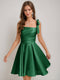 A-Line/Princess Square Pleated Mini Dresses Short Homecoming Dresses with Bow(s)