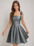 A-Line/Princess Square Pleated Mini Dresses Short Homecoming Dresses with Bow(s)