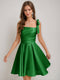 A-Line/Princess Square Pleated Mini Dresses Short Homecoming Dresses with Bow(s)