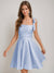 A-Line/Princess Square Pleated Mini Dresses Short Homecoming Dresses with Bow(s)
