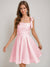 A-Line/Princess Square Pleated Mini Dresses Short Homecoming Dresses with Bow(s)