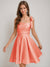 A-Line/Princess Square Pleated Mini Dresses Short Homecoming Dresses with Bow(s)