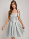 A-Line/Princess Square Pleated Mini Dresses Short Homecoming Dresses with Bow(s)