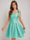 A-Line/Princess Square Pleated Mini Dresses Short Homecoming Dresses with Bow(s)