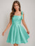 A-Line/Princess Square Pleated Mini Dresses Short Homecoming Dresses with Bow(s)