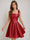 A-Line/Princess Square Pleated Mini Dresses Short Homecoming Dresses with Bow(s)