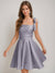 A-Line/Princess Square Pleated Mini Dresses Short Homecoming Dresses with Bow(s)