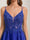 A-Line/Princess V-Neck Straps Tulle Short Homecoming Dresses with Beading Appliques