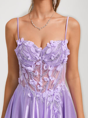 A-Line/Princess Sweetheart Beading Short Homecoming Dresses with 3D Floral