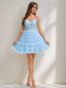 A-Line/Princess V-Neck Straps Ruffle Tiered Short Homecoming Dresses with Appliques