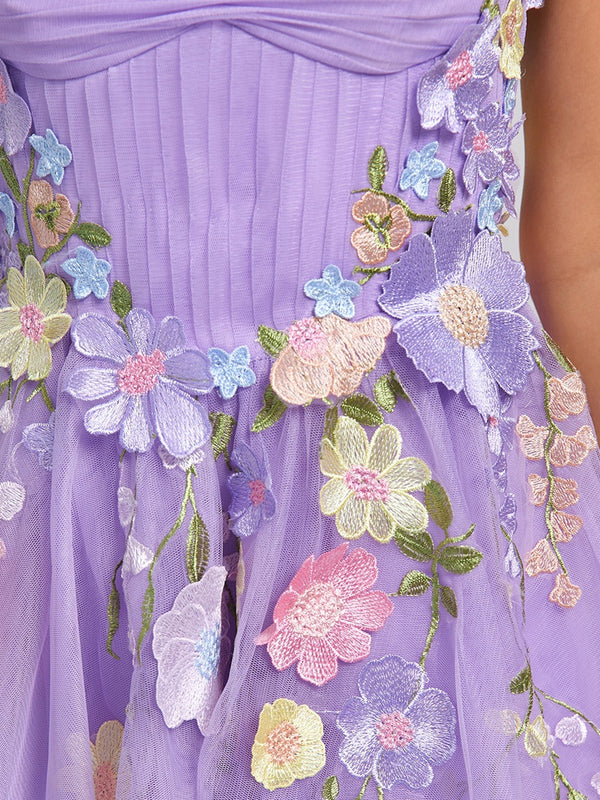 A-Line/Princess Sweetheart Sleeveless Pleated Tulle Homecoming Dresses with Appliques