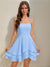 A-Line/Princess Square Neck Short Chiffon Homecoming Dresses with Bowknot