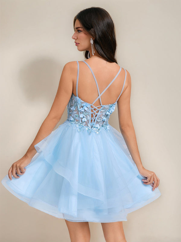 Ball Gown Sleeveless Sequined Delicate Short Homecoming Dresses with Embroidery