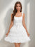 A-Line/Princess Square Sleeveless Tiered Short Homecoming Dresses with Bow