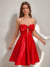 A-Line/Princess Sweetheart Satin Short/Mini Homecoming Dresses with Bow