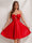 A-Line/Princess Sweetheart Satin Short/Mini Homecoming Dresses with Bow